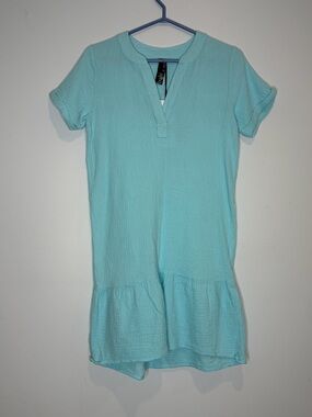 bobi Cotton Short-Sleeve Ruffle-Hem Dress BNWT